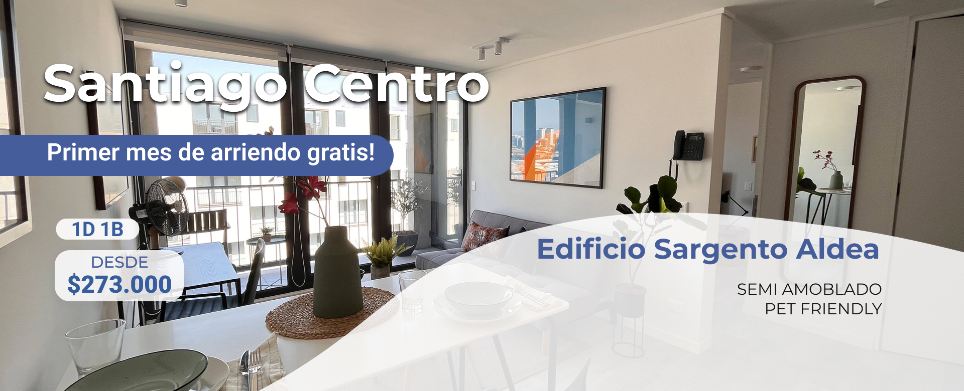 Sargento Aldea Arriendo departamento santiago centro semi amoblado un dormitorio familia arrendar cerca del metro primer mes de arriendo gratis departamento nuevo edificio con espacios comune