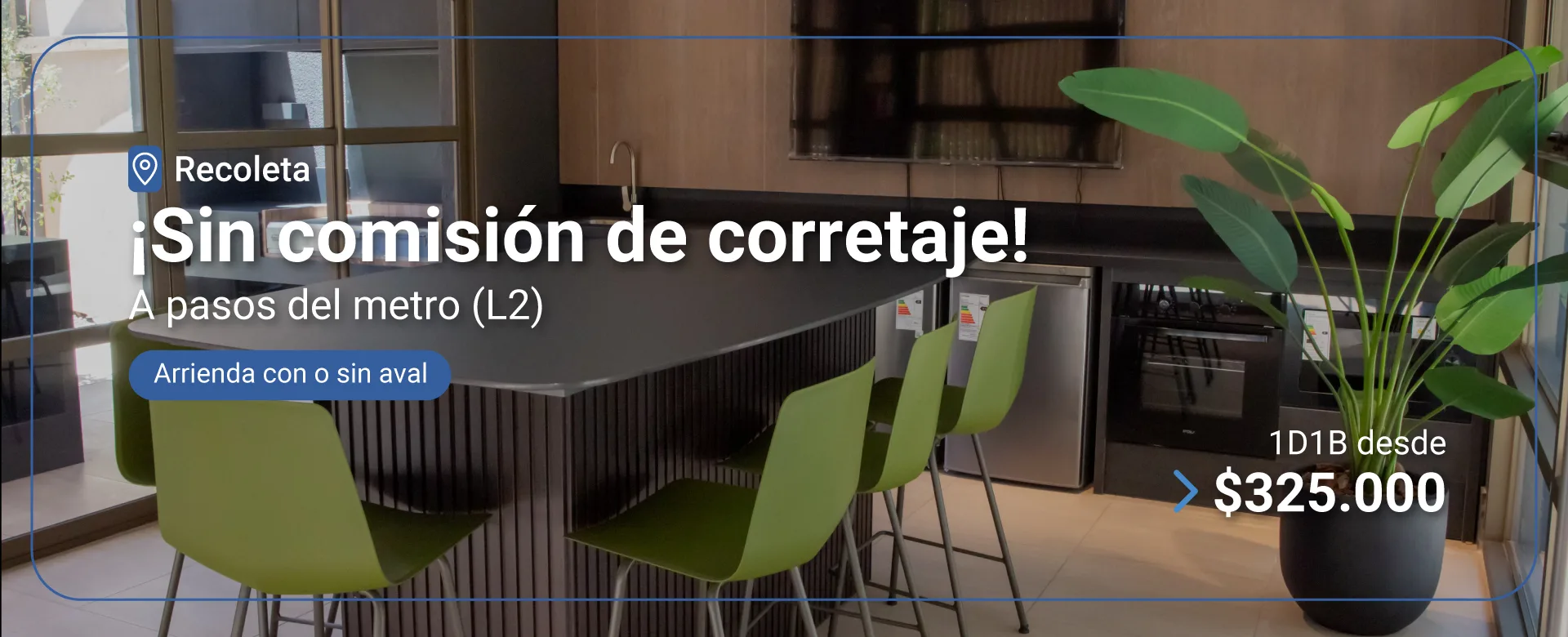 Arrienda sin comisión de corretaje departamentos recoleta