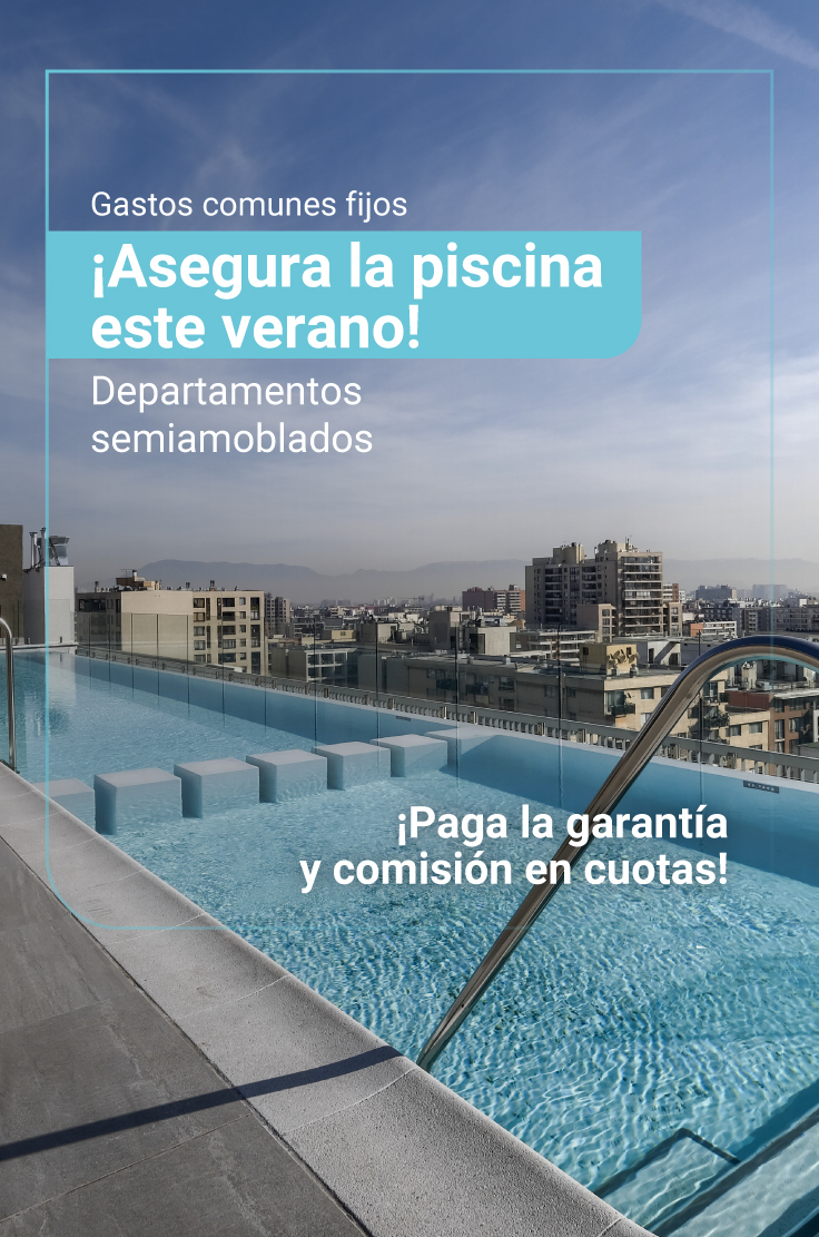 Arrienda en Blue Home Verano 2026 departamentos semiamoblados 1 dormitorio santiago de chile