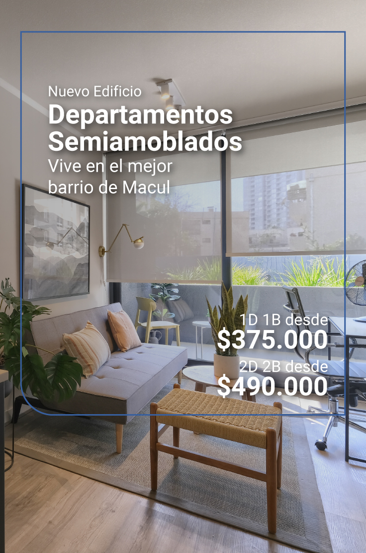 Vive en macul cerca del metro quilín departamentos semiamoblados de 1 y 2 dormitorios