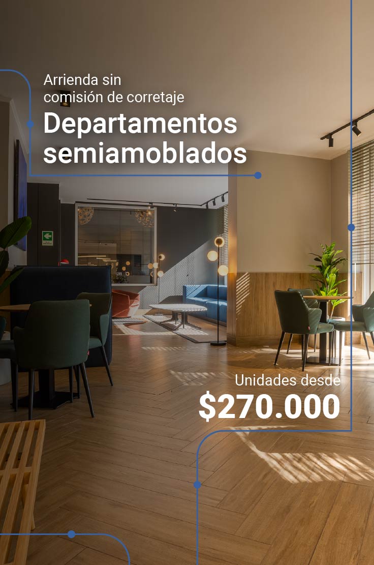 Sin comisión de corretaje departamentos en arriendo en santiago providencia unidades semiamobladas y edificio con espacios comunes